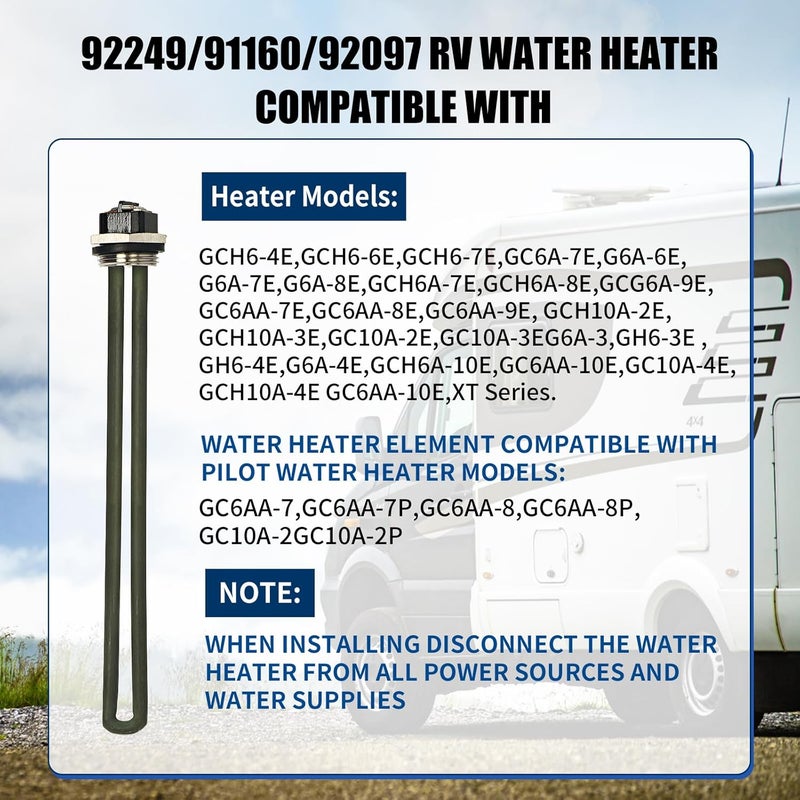 HenSinTc 92249 RV Water Heater Element for Atwood Water Heater Parts GC6AA-10E GC10A-4E G6A-8E GC6AA-9E GC10A-3E GCH6A-8E, for Camper Motorhome RV Heater Element 1400W 110V/120V - Image 5